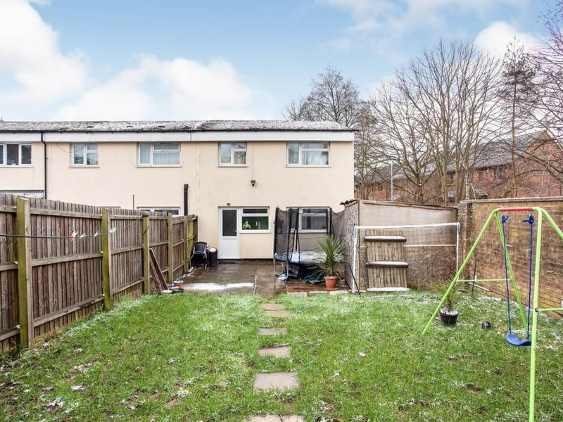 This three-bed end of terrace has a large garden and is on the market for offers over 200,000.
Listed by: Connells