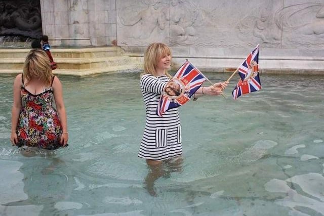Yvonne continued: "The sun was beaming and it was so hot, the party atmosphere (and wine) got hold of everyone and before I knew it, I was dancing in the fountain in front of Buckingham Palace waving flags! 
"It's a fun memory and a story I can share when I'm old and grey!"
Photo: Yvonne McKeown