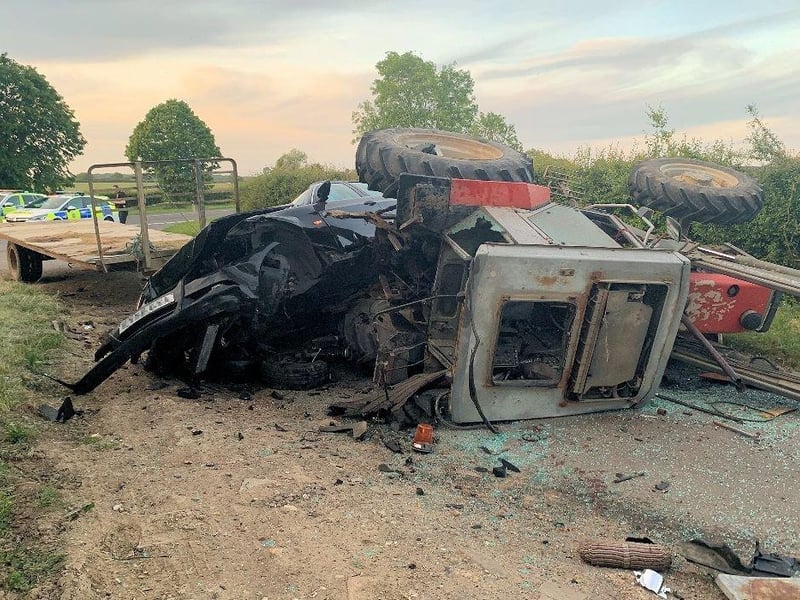 Twenty-one-year-old Harry Dennis, of Maple Close in Maresfield, was 50% over the drug-drive limit when he crashed into a tractor on The Broyle on May 18, 2020. He had been travelling at 120mph before hitting the tractor, which overturned. Its driver suffered serious facial injuries and temporary sight loss. Dennis was also seriously injured. He was charged with causing serious injury by dangerous driving and driving under the influence of drugs. Dennis had overtaken a Honda Civic, the driver of which, Danny Stiller, 22, of St Marks Field, Hadlow Down, was charged with dangerous driving, causing serious injury by dangerous driving and perverting the course of justice. CCTV showed they had been speeding in convoy. Dennis pleaded guilty to both charges and was jailed for 16 months on April 20, and banned from driving for 32 months. Stiller received a suspended four-month sentence for dangerous driving and 80 hours of unpaid work. He was found not guilty of causing serious injury by dangerous driving.