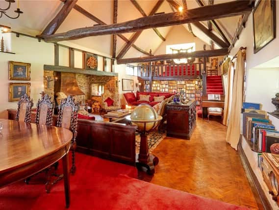 The 'Great Hall' at the grade II listed thatched homecalled Manor Houseis in the village of Sibford Gower near Banbury has come on the market (Image from Rightmove)
