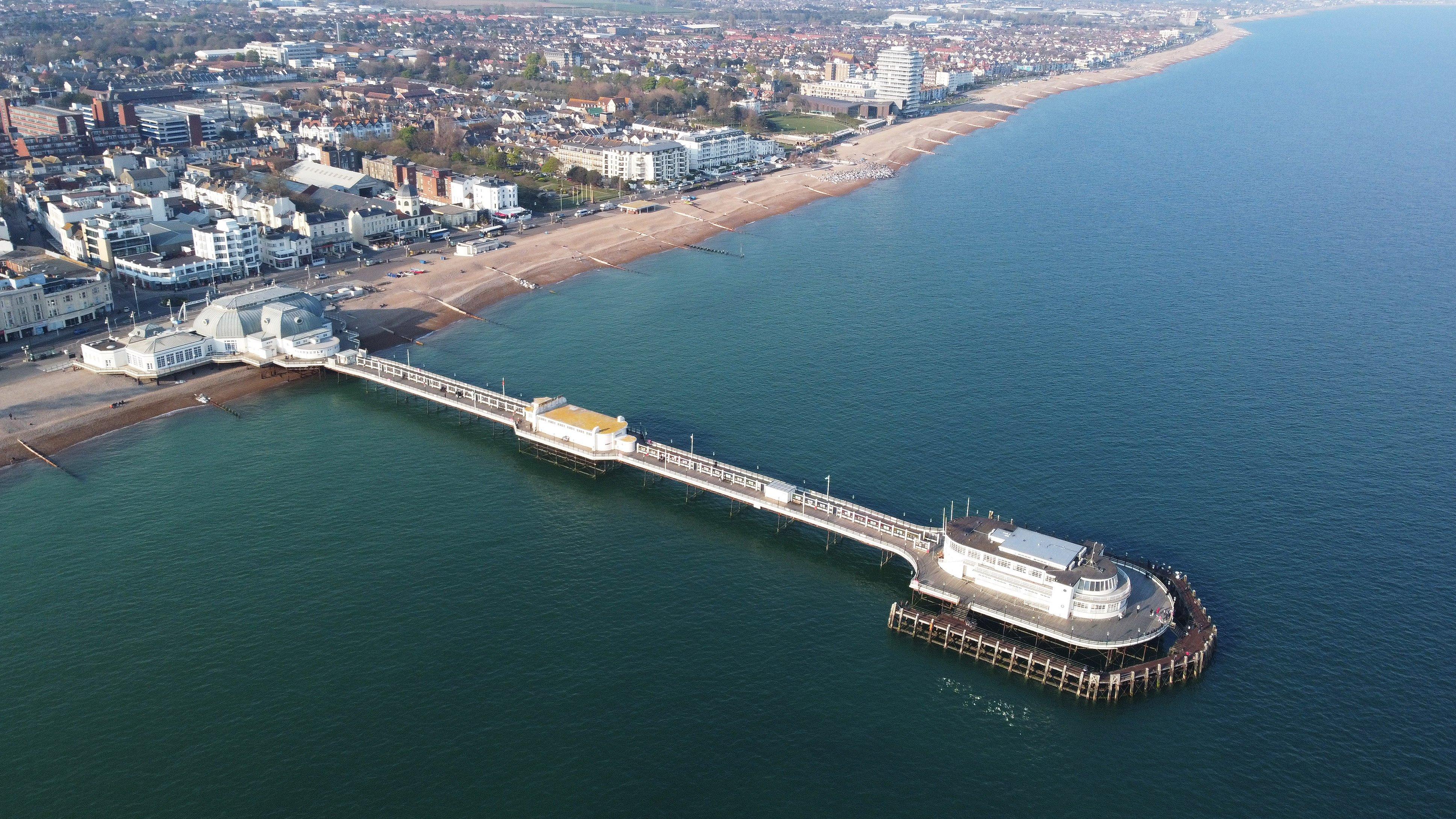 Worthing Pier, pictured from the sky. Photo: Eddie Mitchell