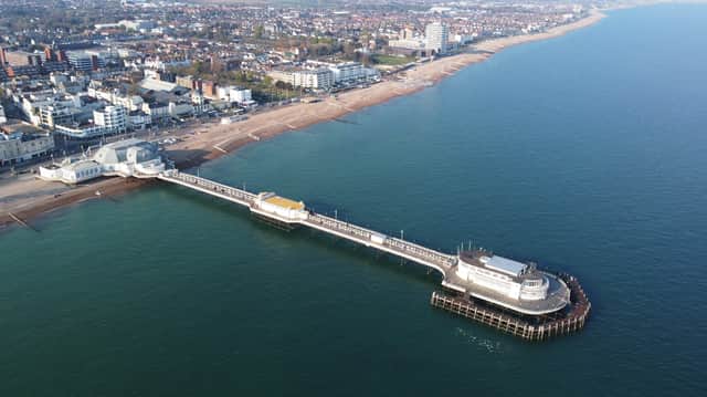 Worthing Pier, pictured from the sky. Photo: Eddie Mitchell