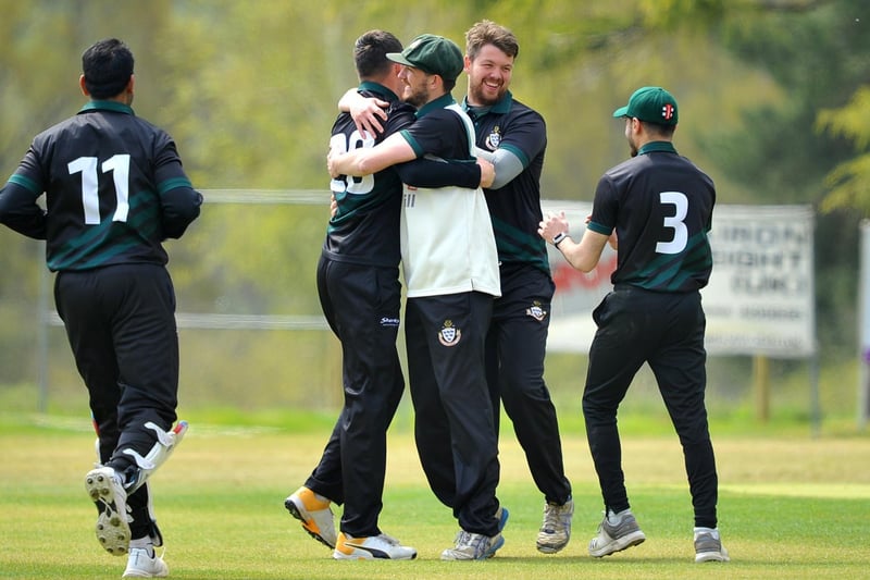 Ifield celebrate one of Alfie Pyle's wickets