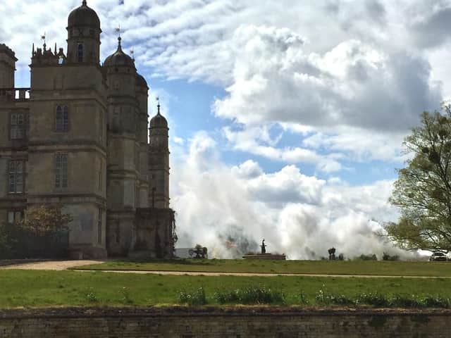 Filming for The Flash at Burghley House