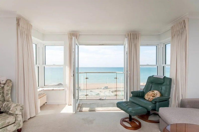 Stunning panoramic sea views from the reception room and Juliette balcony.