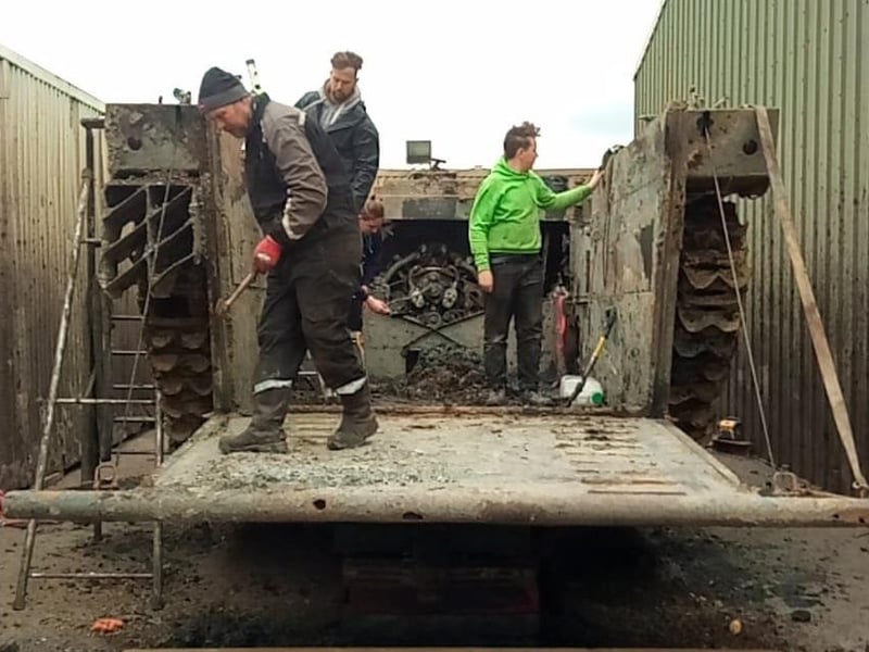 The clean-up operation in full swing, with the ramp operational