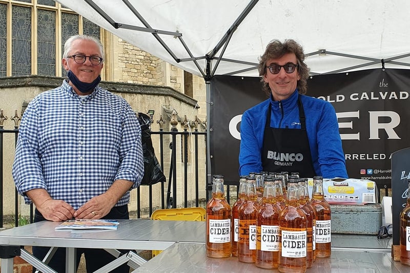 Leigh Holben and Richard Clark of The Harrold Calvados - not for profit cider makers who are proud to support local good causes.