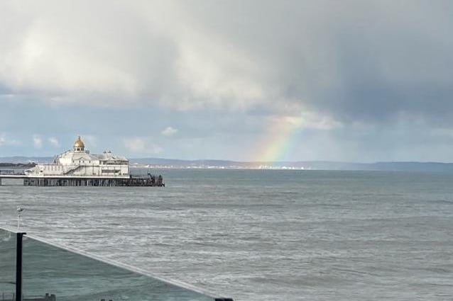 Rainbow over Hastings. This photograph was taken from Bistrot Pierre on Eastbourne seafront by Ian Geddes, on Wednesday May 5. SUS-211205-101835001