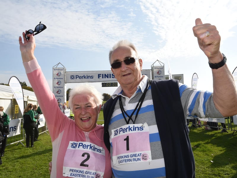 John and Barbara finishing the Great Eastern Run Fun Run