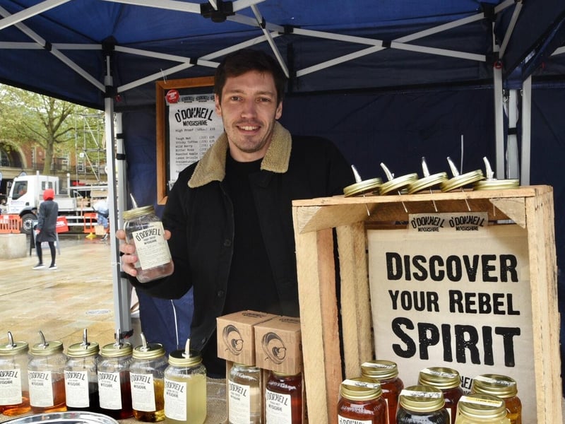The vegan market in Peterborough city centre today.
