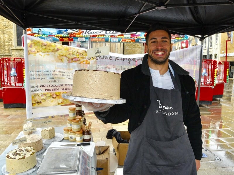 The vegan market in Peterborough city centre today.