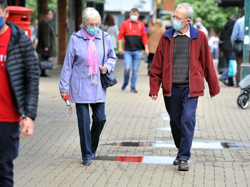Many people headed to the shopping areas in Burgess Hill this morning. Pic S Robards SR2105171 SUS-210517-165313001