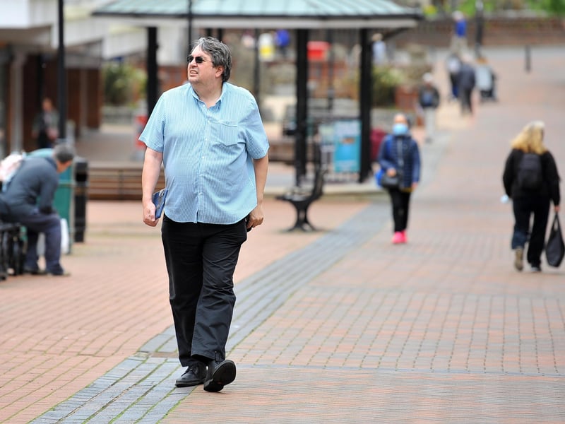 Shoppers out and about in Burgess Hill today. Pic S Robards SR2105171 SUS-210517-165218001