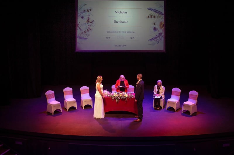 The registrar was set up on stage to conduct the nuptials. Photo: Kirsty Edmonds.