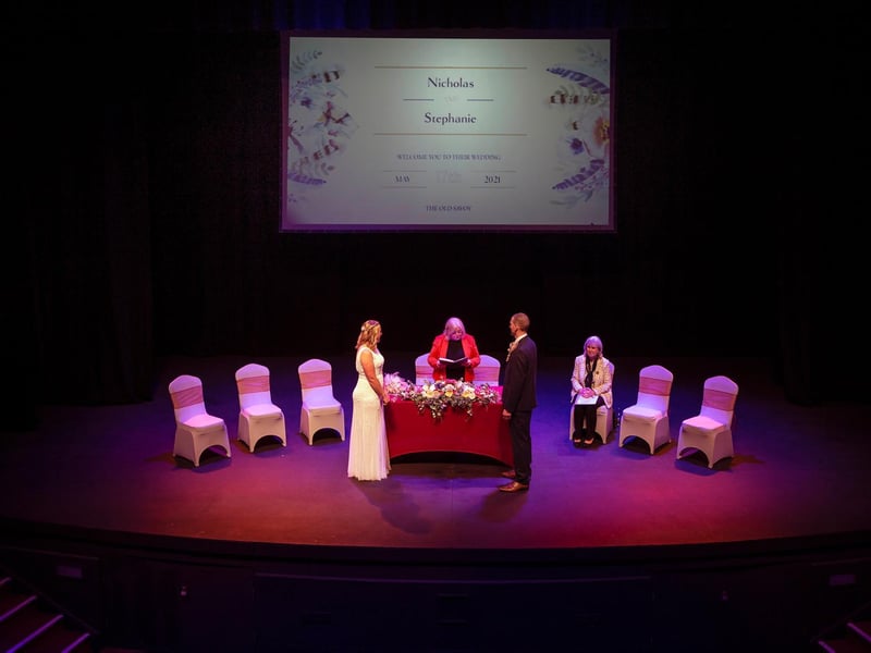 The registrar was set up on stage to conduct the nuptials. Photo: Kirsty Edmonds.