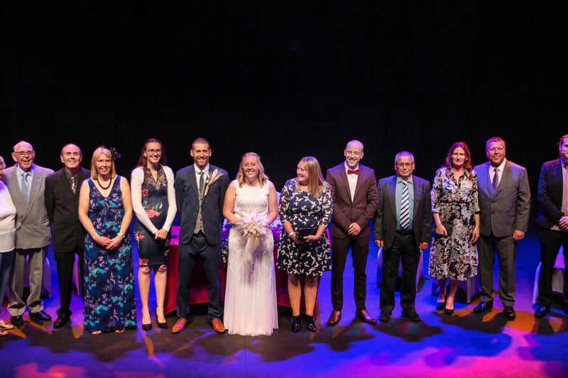 At the end of the nuptials, guests were invited on stage for photographs. Photo: Kirsty Edmonds.