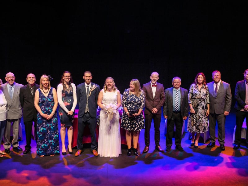 At the end of the nuptials, guests were invited on stage for photographs. Photo: Kirsty Edmonds.