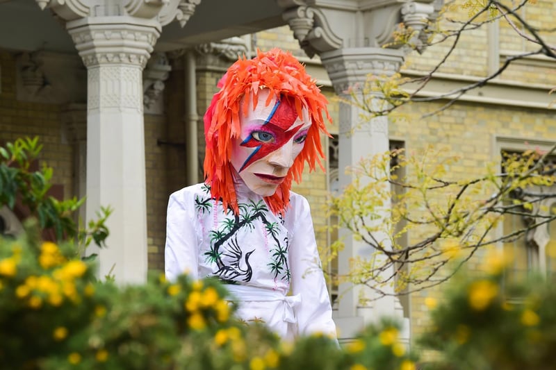 David Bowie spotted in the pavilion gardens, Brighton. Photo by Simon Dack