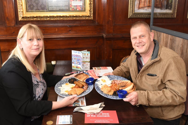 Sharon and Ricky McGonagle share a meal at The Draper's Arms.