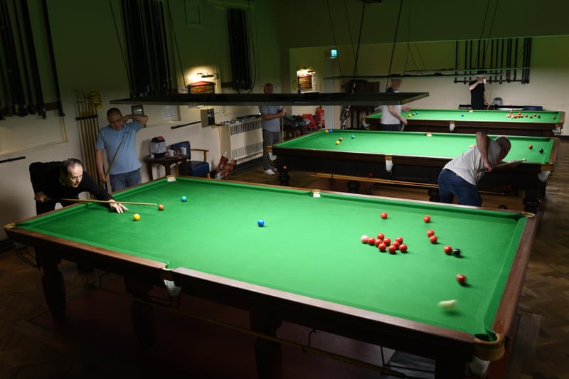Snooker players at the Peterborough Conservative Club