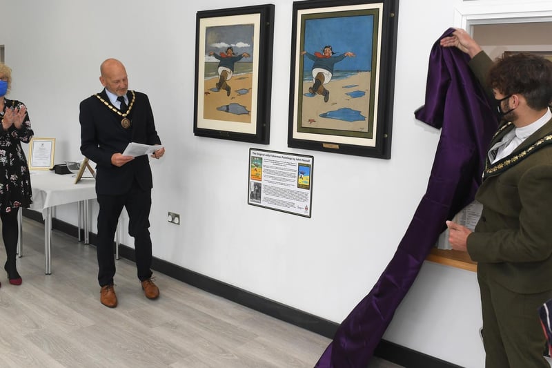 The paintings had been 'hidden away' in the Mayor's parlour at the Town Hall. They are now on display on the wall of Café Dansant in the Tower Gardens Pavilion, which is the council's new home.
