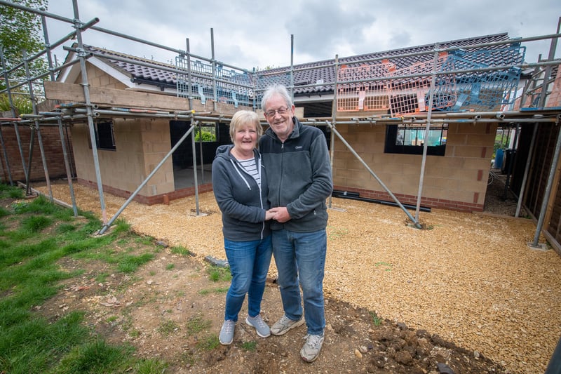 Husband and wife Dave Turner and Olwyn Cornwell from Market Deeping in Lincolnshire suffered a major fire at their home. To help rebuild their bungalow, Forterra donated bricks and blocks. 
Copyright Mike Sewell 2021
14th May 2021

(Commissioned by Emily Mahon - Unswortch Sugden)