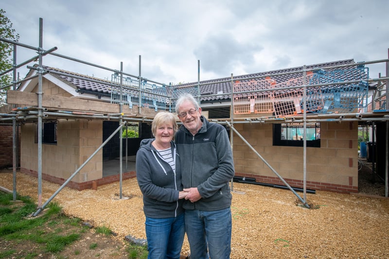 Husband and wife Dave Turner and Olwyn Cornwell from Market Deeping in Lincolnshire suffered a major fire at their home. To help rebuild their bungalow, Forterra donated bricks and blocks. 
Copyright Mike Sewell 2021
14th May 2021

(Commissioned by Emily Mahon - Unsworth Sugden)