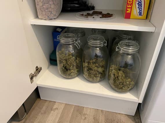 A man had been arrested after class A and B drugs were discovered