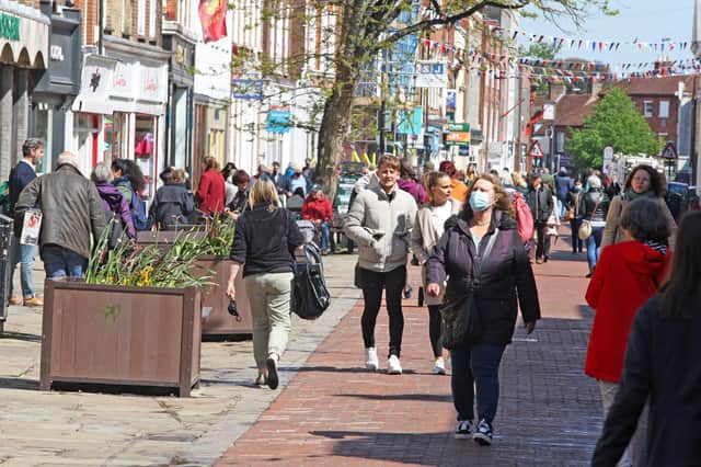 East Street in Chichester on Monday when restrictions were eased. Photo by Derek Martin Photography.