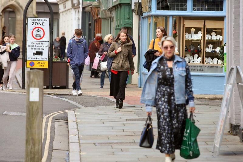Chichester city centre was busy as restrictions were eased. Photo by Derek Martin Photography.