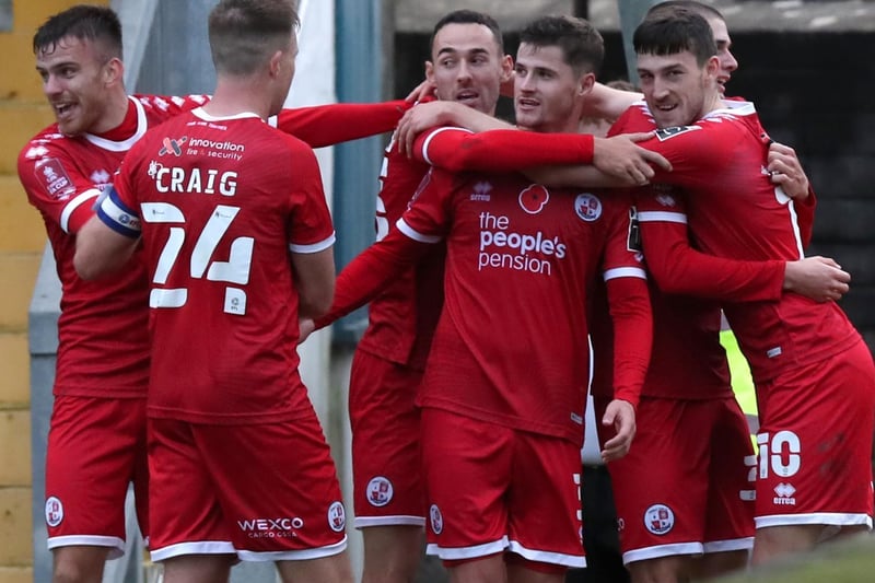 Crawley celebrate a goal against Torquay in the 6-5 FA Cup thriller. Picture courtesy of Crawley Town