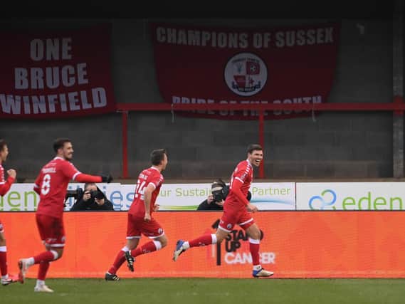 Jordan Tunnicliffe celebrates his goal against Leeds United