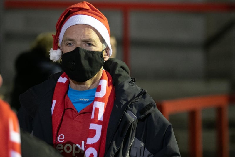 A fan in the Christmas spirit for the December match against Bradford City