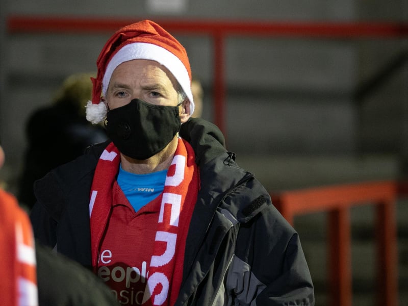A fan in the Christmas spirit for the December match against Bradford City
