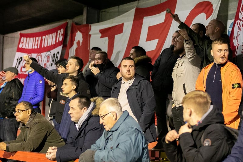 Crawley Town fans in the ground for the Bradford City game in December