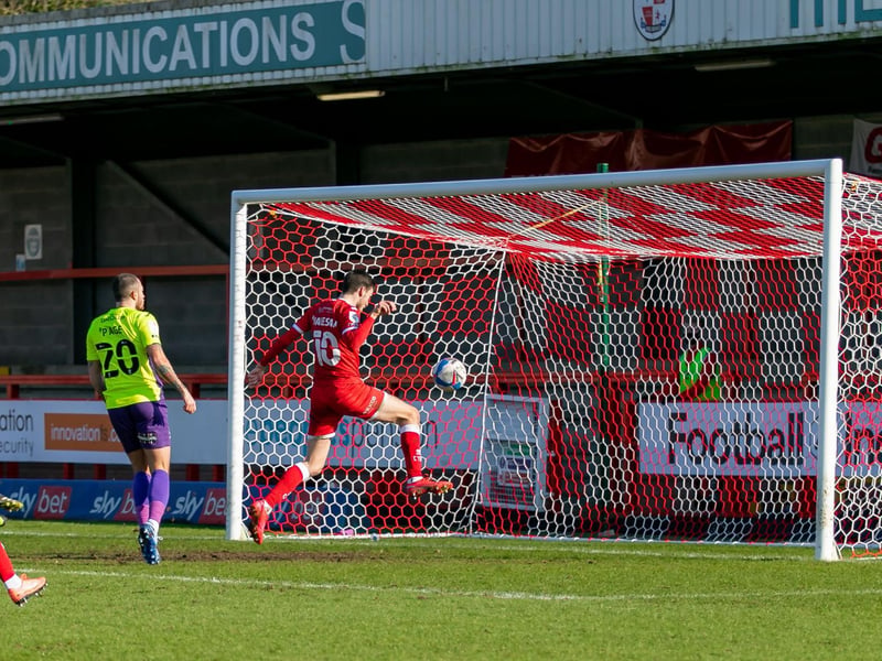 Ashley Nadesan scores against Exeter City