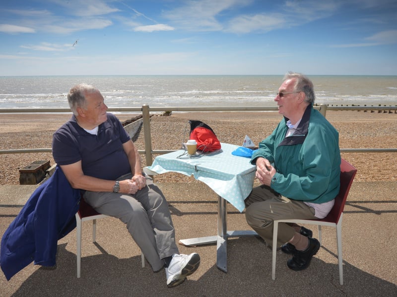 People out and about in Bexhill after the easing of lockdown restrictions on May 17.
Enjoying the fresh air at Beach Cafe SUS-210518-123935001
