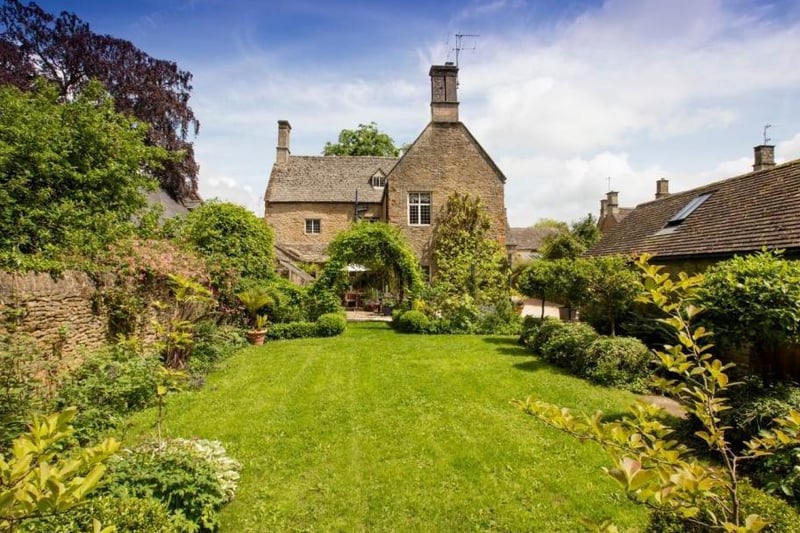 Rear view of Crown House on the market in the village of Sandford St Martin near Chipping Norton