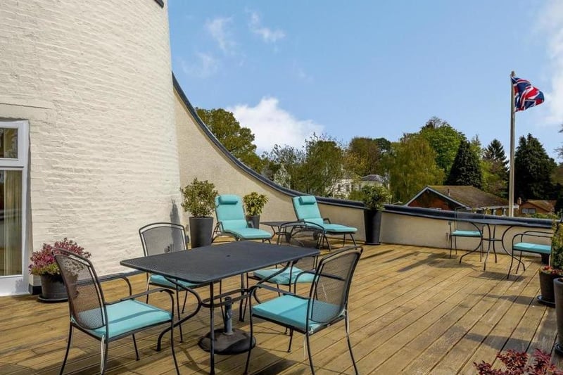 The terrace at the converted water tower in Tainters Hill in Kenilworth. Photo by Fine and Country