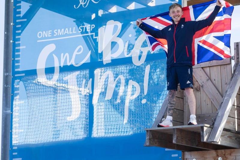 One big jump: Olympic gymnast Nile Wilson flying the flag for the new attraction.