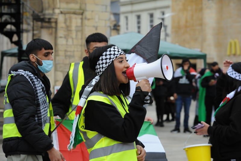 The Palestine protest in Peterborough's Cathedral Square. Pictures: Chris Lowndes