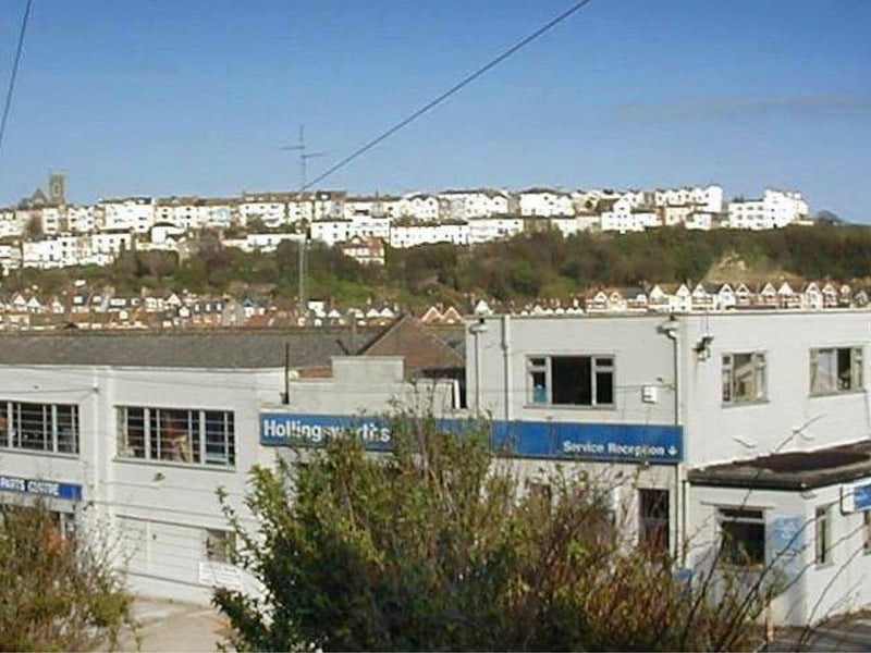 Old Hollingsworth's Ford garage site in Braybrooke Road, Hastings. Photo taken by Ion Castro in 1999 just before it was demolished. SUS-210524-142920001