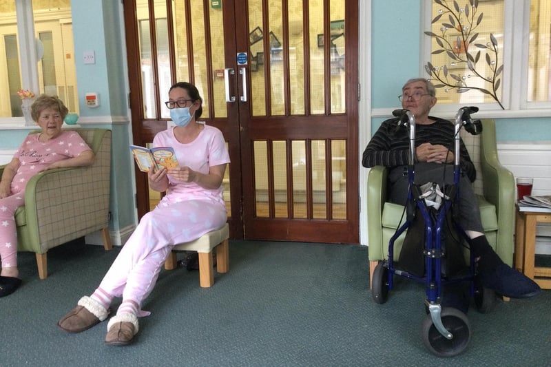 Staff and residents wore their pyjamas and spoke about their favourite books and authors