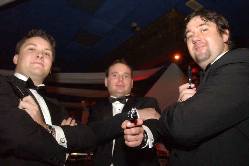 QUO VADIS, NEW YEARS EVE,
( left to Right ) Kristian Toms, Colin Marsh, Ian West.
as James Bonds
JAMES BOND THEME NIGHT.