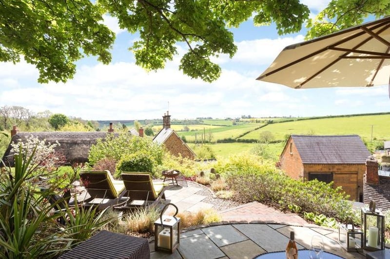 Garden view at the old post office turned home in the village of Ratley near Banbury (Image from Rightmove)