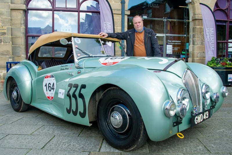 Warren Kenney outside the Market Hall Museum with one of the Healey cars