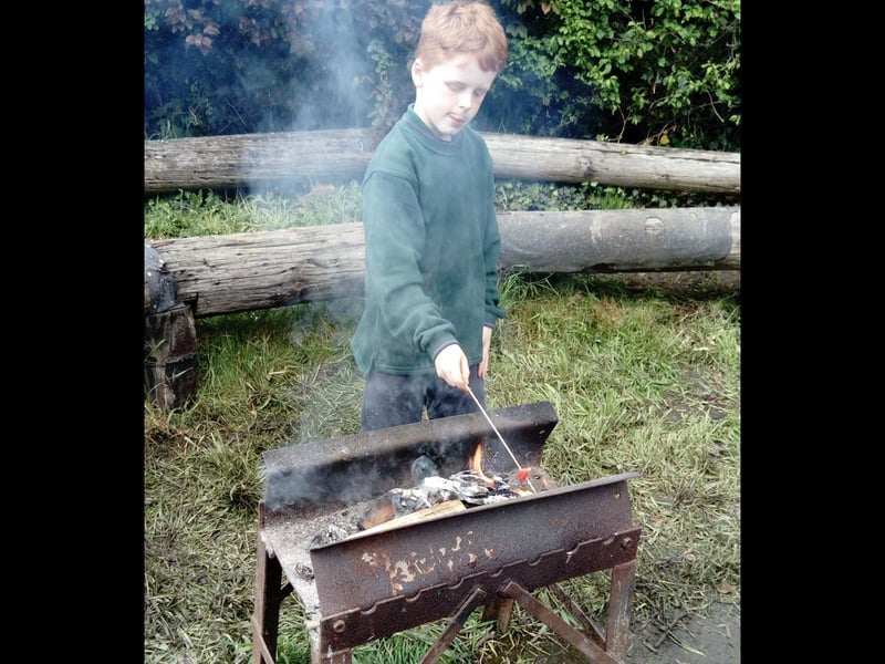 Riley making a toffee apple