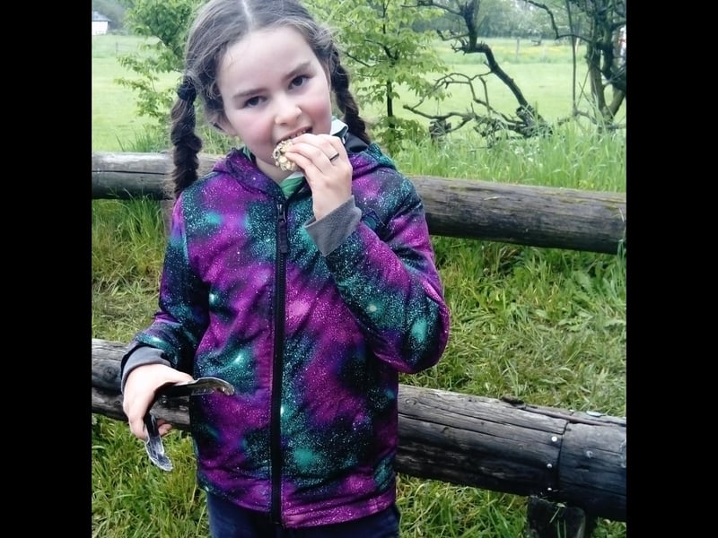 Megan eating ash bread