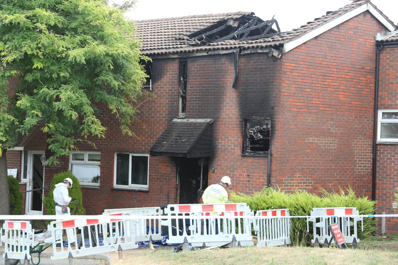 The house fire in Croxden Way, Eastbourne, following the fatal fire. SUS-180718-135841001