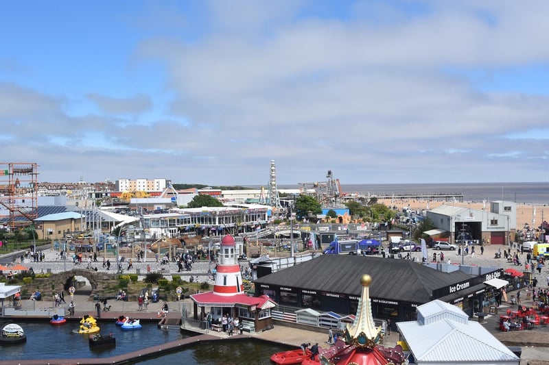 Birds eye view of Skegness from the top of Ferris wheel.